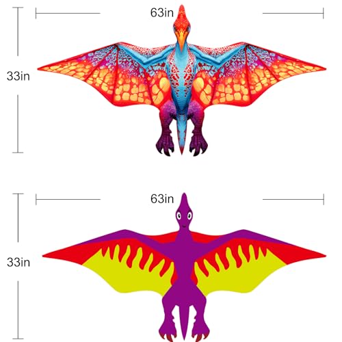 HENGDA KITE 2 Pack Dragon Kites for Kids and AdultsDinosaur Kite Easy to FlyBeach Kites for Family Outdoor Toy Games ActivitiesSuitable for Beginners - Image 3