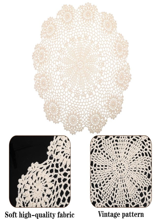 Yuanchu Handmade Crochet Cotton Round Lace Doilies,16Inch Beige Tablecloth Placemat Table Doilie Overlay - Image 4