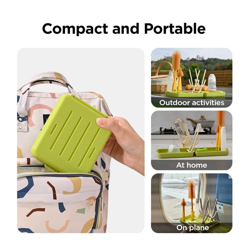 VOGOGE Travel Bottle Brush with Portable Bottle Drying Rack, Baby Bottle Brush for Baby Travel Essential, Green - Image 5