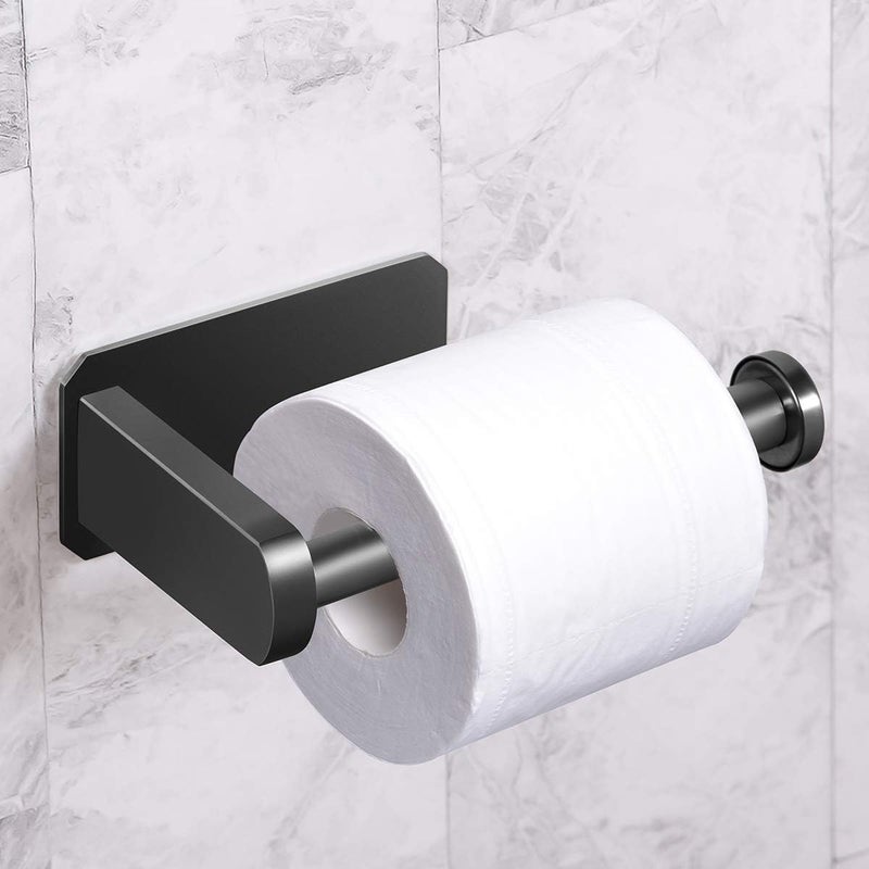 VAEHOLD Self Adhesive Toilet Paper Holder Kitchen Washroom Adhesive Toilet Roll Holder No Drilling for Bathroom Stick on Wall Stainless Steel Brushed Black - Image 4