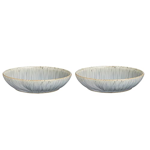 Denby  Halo Speckle Pasta Bowls Set of 2  Grey Neutral Patterned Dishwasher Microwave Safe Crockery 1050ml  Glazed Ceramic Stoneware Tableware  Chip  Crack Resistant