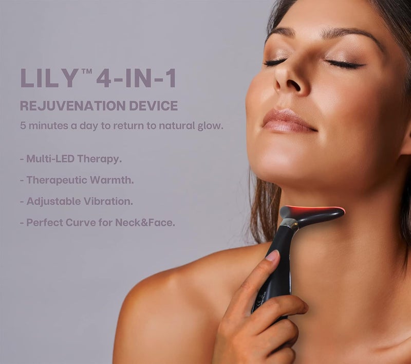 فرايكو جهاز تجديد البشرة LILY، مدلك الوجه والرقبة 3 في 1، أداة سبا للوجه في المنزل وجهاز Microglow (أسود مطفي) - Image 3
