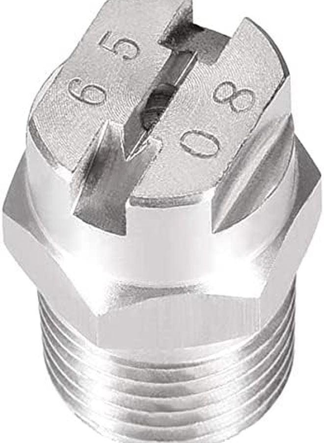 فوهة رش مسطحة مروحية من الفولاذ المقاوم للصدأ 304، خيط ذكري 1/4 بوصة BSPT، زاوية 65 درجة، فتحة 1/8 مم - Image 5