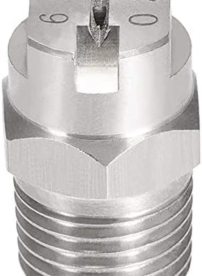 فوهة رش مسطحة مروحية من الفولاذ المقاوم للصدأ 304، خيط ذكري 1/4 بوصة BSPT، زاوية 65 درجة، فتحة 1/8 مم - Image 2