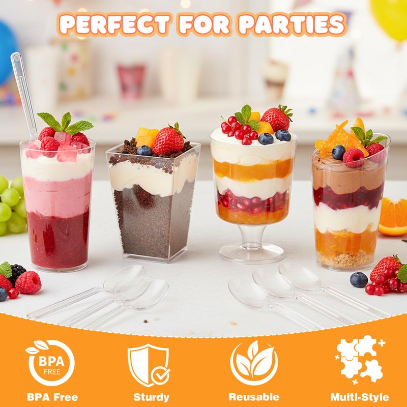 LifeIdeas 380 Pack Mini Dessert Cups with Lids and Spoons, 3 & 4 Oz Reusable Appetizer and Parfait Cups, Perfect as Shooters for Party, Fruit, Ice Cream, Cake & Pudding - Image 3
