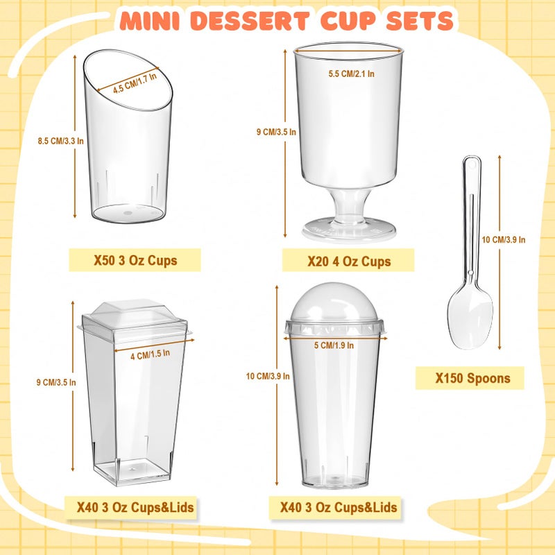 LifeIdeas 380 Pack Mini Dessert Cups with Lids and Spoons, 3 & 4 Oz Reusable Appetizer and Parfait Cups, Perfect as Shooters for Party, Fruit, Ice Cream, Cake & Pudding - Image 2