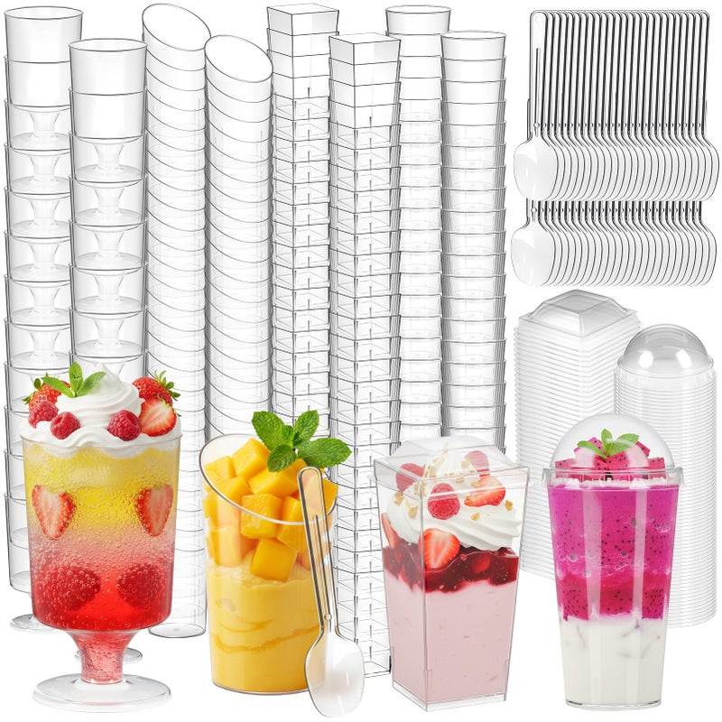 LifeIdeas 380 Pack Mini Dessert Cups with Lids and Spoons, 3 & 4 Oz Reusable Appetizer and Parfait Cups, Perfect as Shooters for Party, Fruit, Ice Cream, Cake & Pudding - Image 1