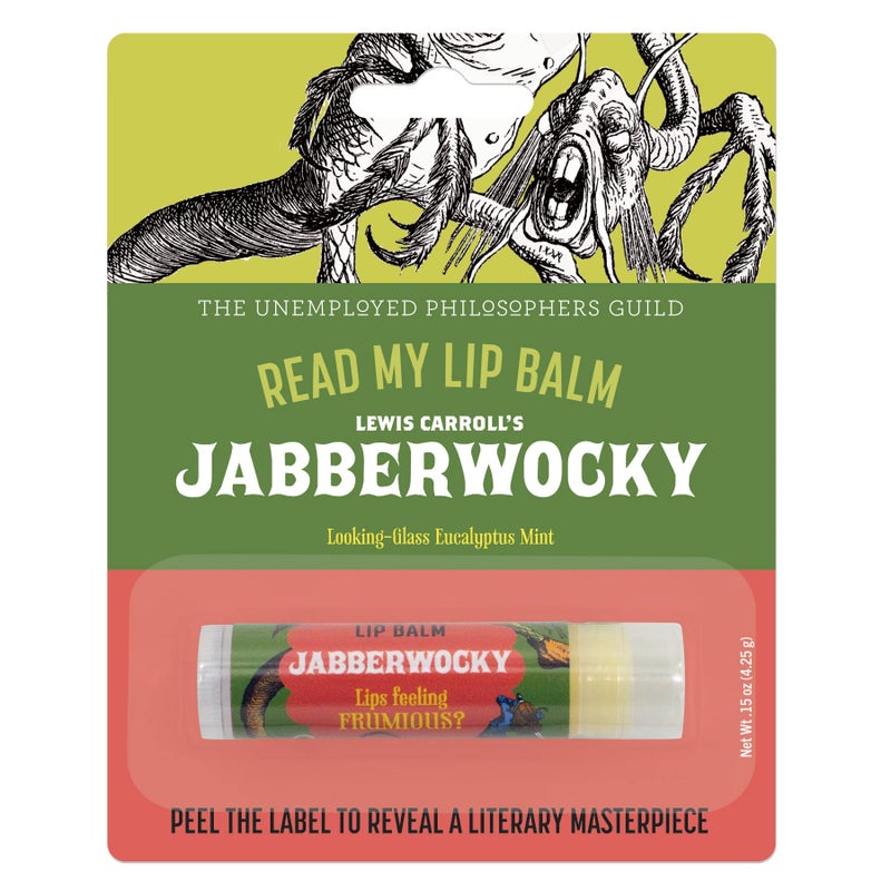 The Unemployed Philosophers Guild Read My Lips Lip Balm - Full Text of The Jabberwocky Under the Label, Eucalyptus Mint Flavor - Cruelty-Free and Made in the USA from Natural and Imported Ingredients