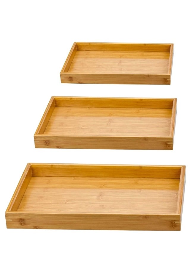 Happy Home Bamboo Serving Trays 3 Sizes Wooden Platters for Working, Storing, Kitchen, Living Room, Bathroom, Outdoors  - Image 3