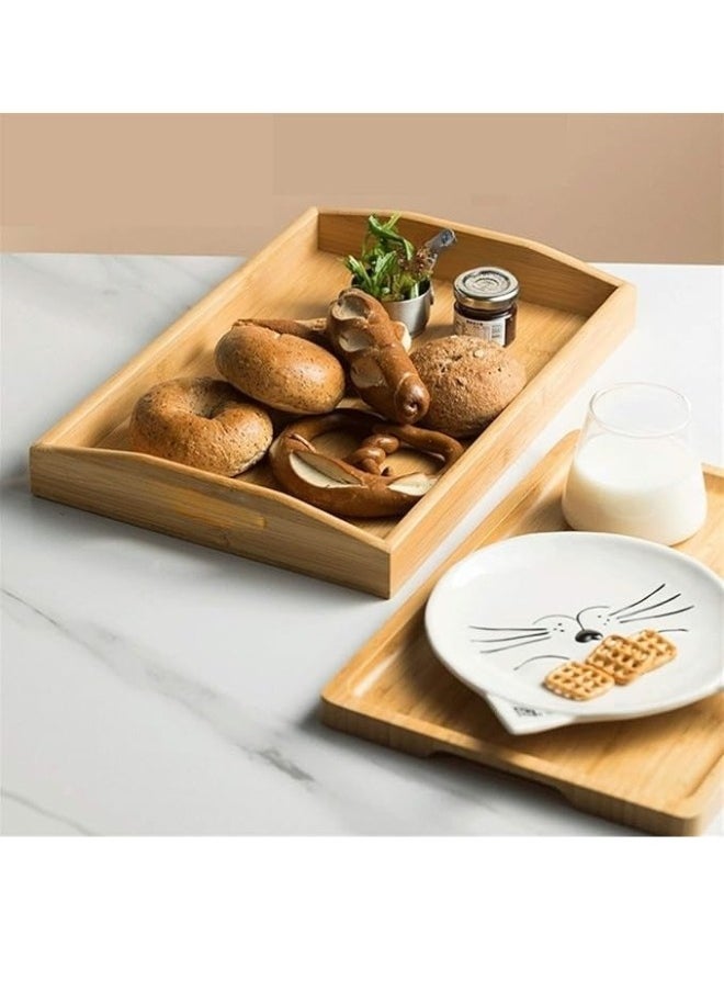 Happy Home Bamboo Serving Trays 3 Sizes Wooden Platters for Working, Storing, Kitchen, Living Room, Bathroom, Outdoors  - Image 5