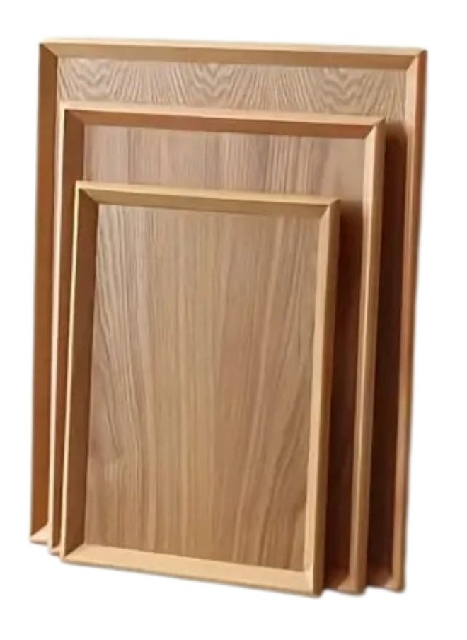 Happy Home Bamboo Serving Trays 3 Sizes Wooden Platters for Working, Storing, Kitchen, Living Room, Bathroom, Outdoors  - Image 1