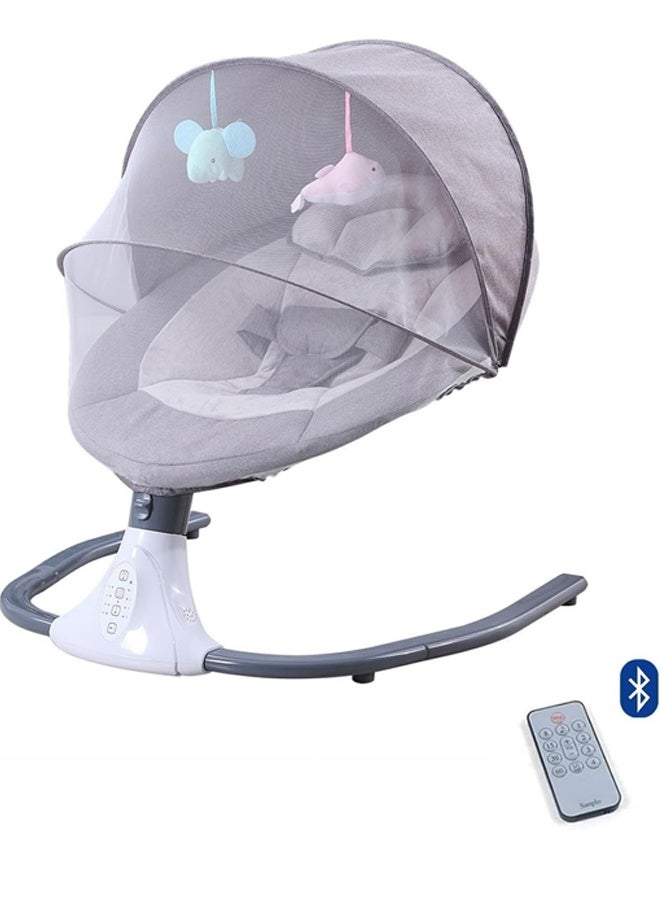 بيوينتي كرسي التأرجح الكهربائي للطفل كرسي التأرجح للطفل مهد كهربائي ذكي بلوتوث مع التحكم عن بعد وشبكة البعوض (رمادي) - Image 1