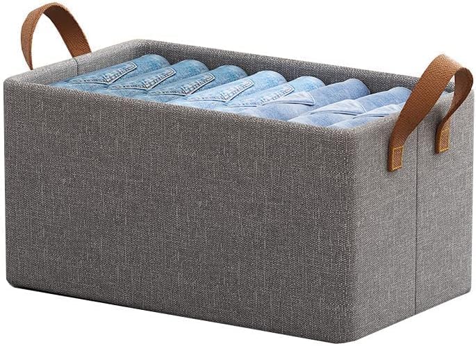 Rylan Wardrobe Organizer for Clothes with Metal Frame Rectangle Storage Baskets for Clothing Fabric Storage Box with Handles Shelf Basket for Storage Clothes Pants Jeans Sweater Pack of 2 - Image 5