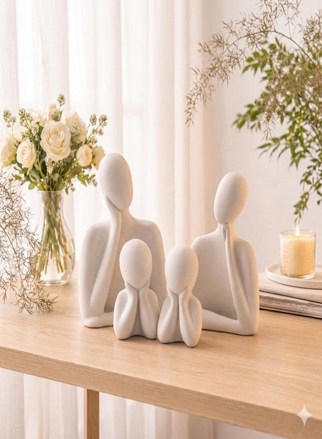 Floryn Decor Thinker Family Statue Set of 4 - Home Decor Items for Living Room, Bedroom, Office & Table Artifact (White) - Image 1