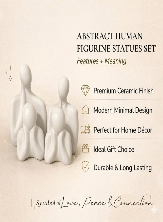 Floryn Decor Thinker Family Statue Set of 4 - Home Decor Items for Living Room, Bedroom, Office & Table Artifact (White) - Image 5