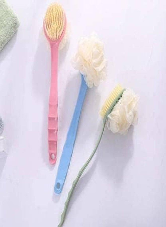 SITSRA Shower Body Brush with Bristles and Loofah, Back Scrubber Mesh Sponge with Curved Long Handle for Skin Exfoliating, Massage Suitable for Men and Women - PACK OF 1 - Image 2