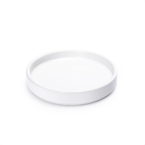 D'vine Dev Modern Round 5.4 Inch Ceramic Plant Pot Saucer, Planter Pot Drainage Tray for Indoor Plants, Matte White, 97-T-A-2 - Image 1