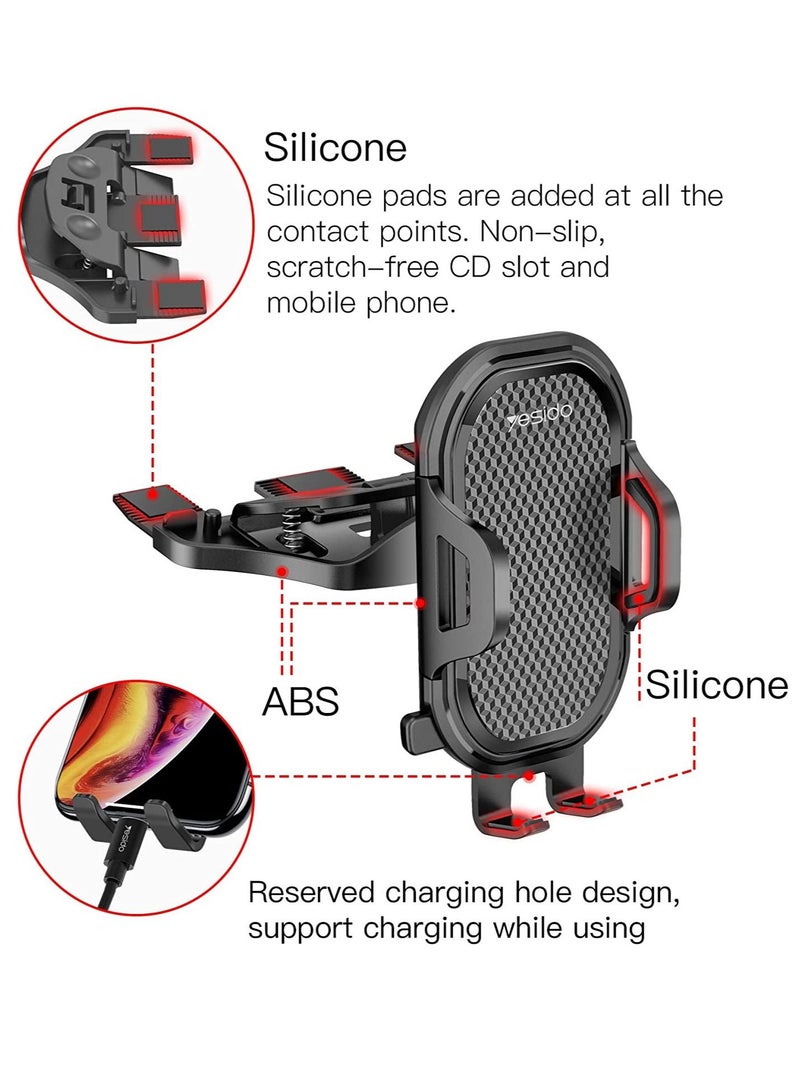 YESIDO Universal Air Vent CD Slot Car Cell Phone Holder Compatible with iPhone 12/11Pro/Xs MAX/XR/8, Galaxy S20/S10+/S9, Phone Mount CD Players - Image 4