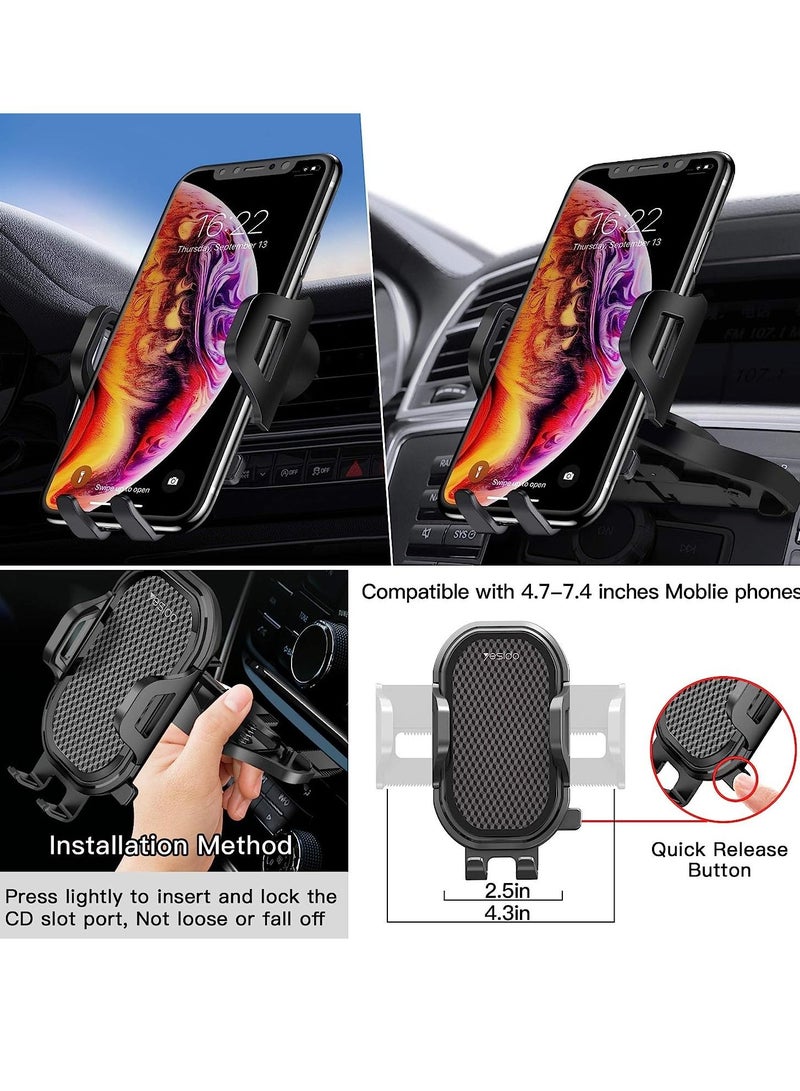 YESIDO Universal Air Vent CD Slot Car Cell Phone Holder Compatible with iPhone 12/11Pro/Xs MAX/XR/8, Galaxy S20/S10+/S9, Phone Mount CD Players - Image 5