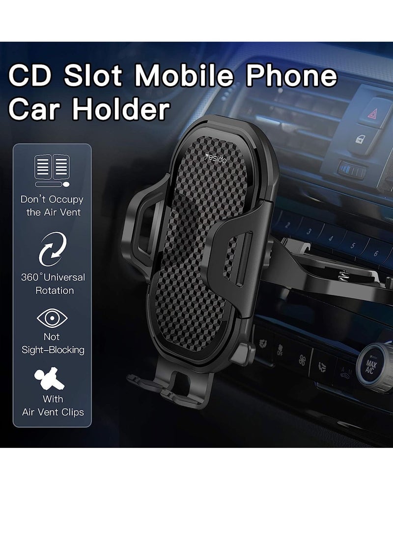 YESIDO Universal Air Vent CD Slot Car Cell Phone Holder Compatible with iPhone 12/11Pro/Xs MAX/XR/8, Galaxy S20/S10+/S9, Phone Mount CD Players - Image 2