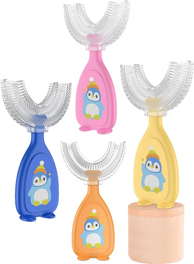 4 Pieces U-Shaped Toothbrush Kids Manual Whole Mouth for Age 2-6 360° Oral Teeth Cleaning Design - Image 1