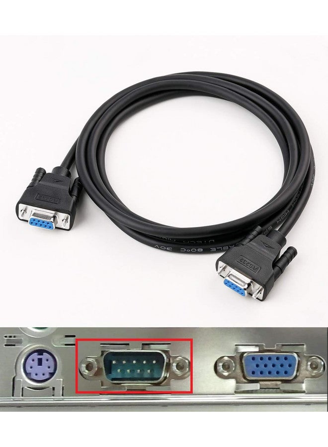 DTech DB9 RS232 Serial Cable Female to Female Null Modem Cord Full Handshaking 7 Wire Crossover for Data Communication (1.5 Feet, Black) - Image 1