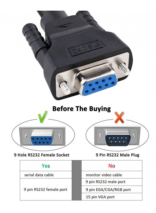 DTech DB9 RS232 Serial Cable Female to Female Null Modem Cord Full Handshaking 7 Wire Crossover for Data Communication (1.5 Feet, Black) - Image 2