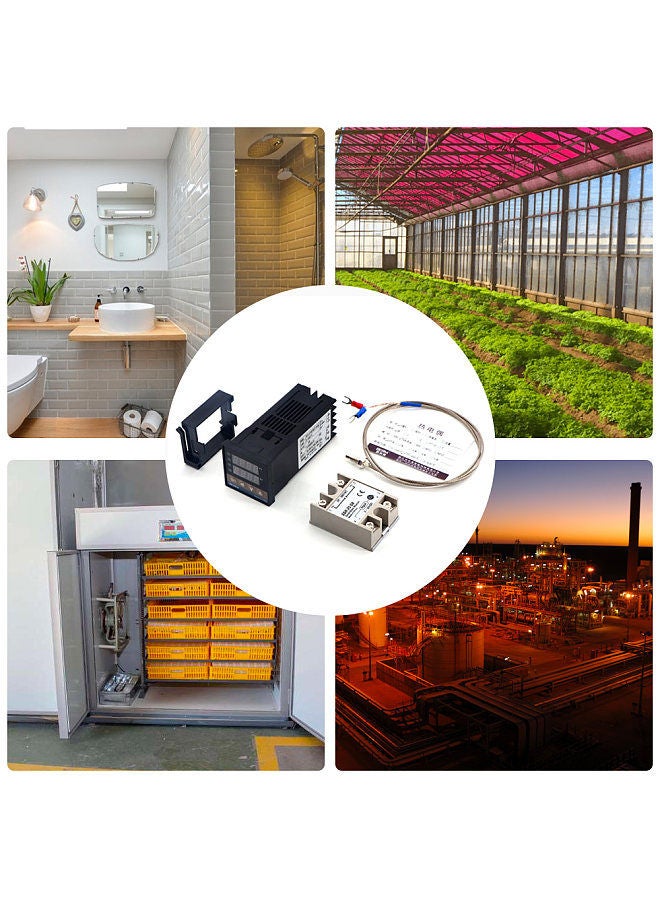 REX-C100FK02-V*DN Intelligent Temperature Controller SSR Output + SSR-25 DA +M6 1M Cable 3Pcs Set - Image 3