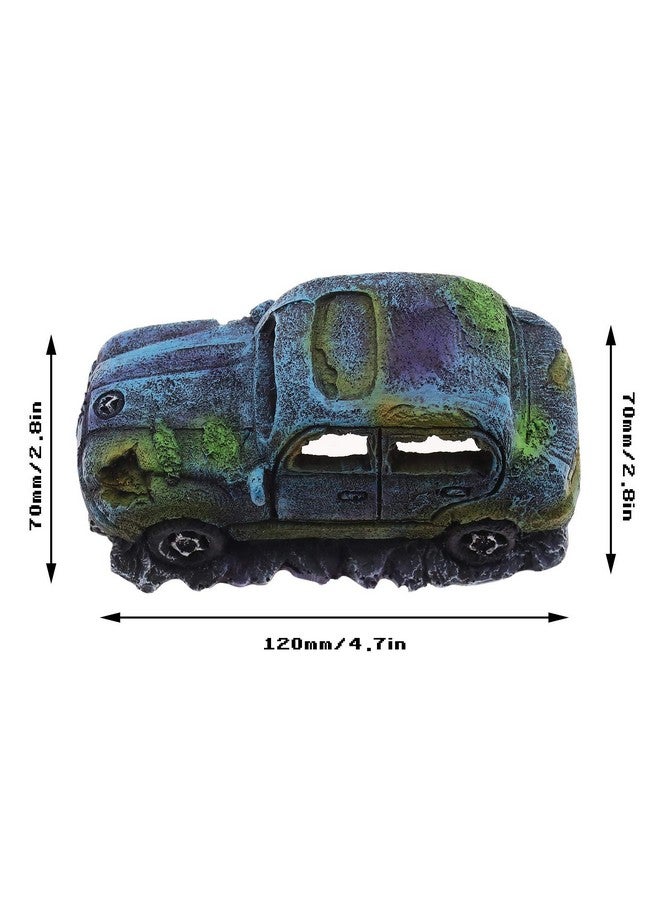 Create idea Create idea Aquarium Fish Tank Decor Ornament Resin Imitation Accident Car Landscape Terrarium Home Interior Decorating Accessories 12x7x7cm Blue  - Image 4