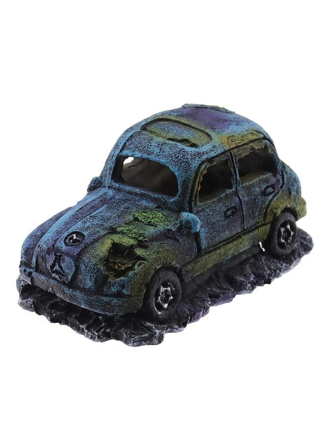 Create idea Create idea Aquarium Fish Tank Decor Ornament Resin Imitation Accident Car Landscape Terrarium Home Interior Decorating Accessories 12x7x7cm Blue  - Image 1
