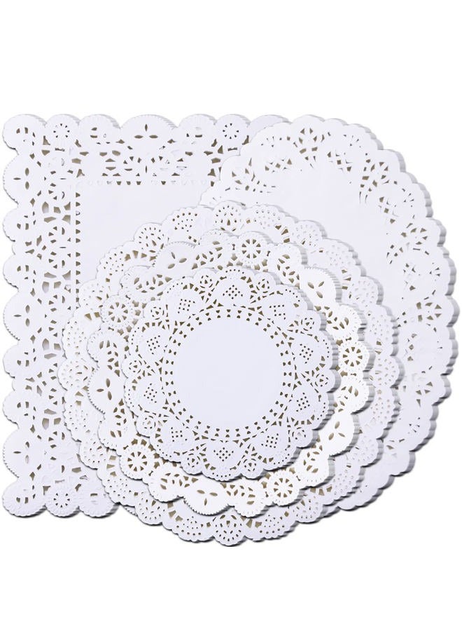 GothaBach 250PCS paper doily lace, various sizes, food-grade modern decorative in bulk, add elegance to crafts, coffee, cakes, desserts, dining tables, weddings (round rectangle oval white) - Image 1