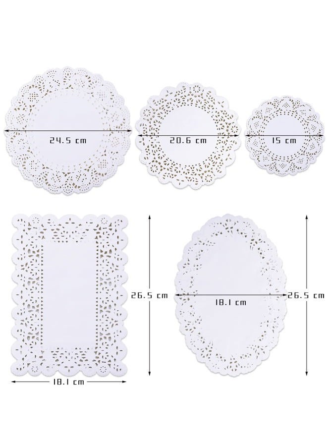 GothaBach 250PCS paper doily lace, various sizes, food-grade modern decorative in bulk, add elegance to crafts, coffee, cakes, desserts, dining tables, weddings (round rectangle oval white) - Image 2