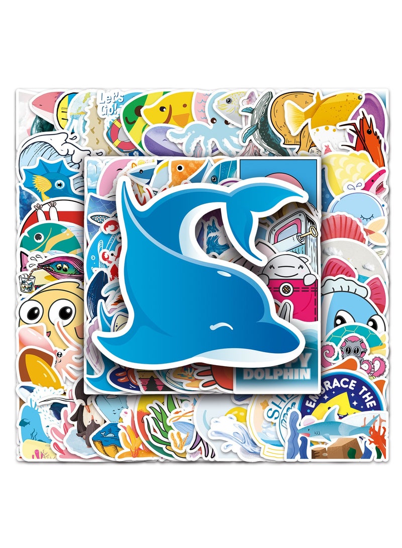 قوس قزح أورينبو 100 قطعة من ملصقات الكمبيوتر المحمول المقاومة للماء على شكل خوذة بحرية لطيفة على شكل رسوم متحركة أنيقة، هدايا للمراهقين - Image 1