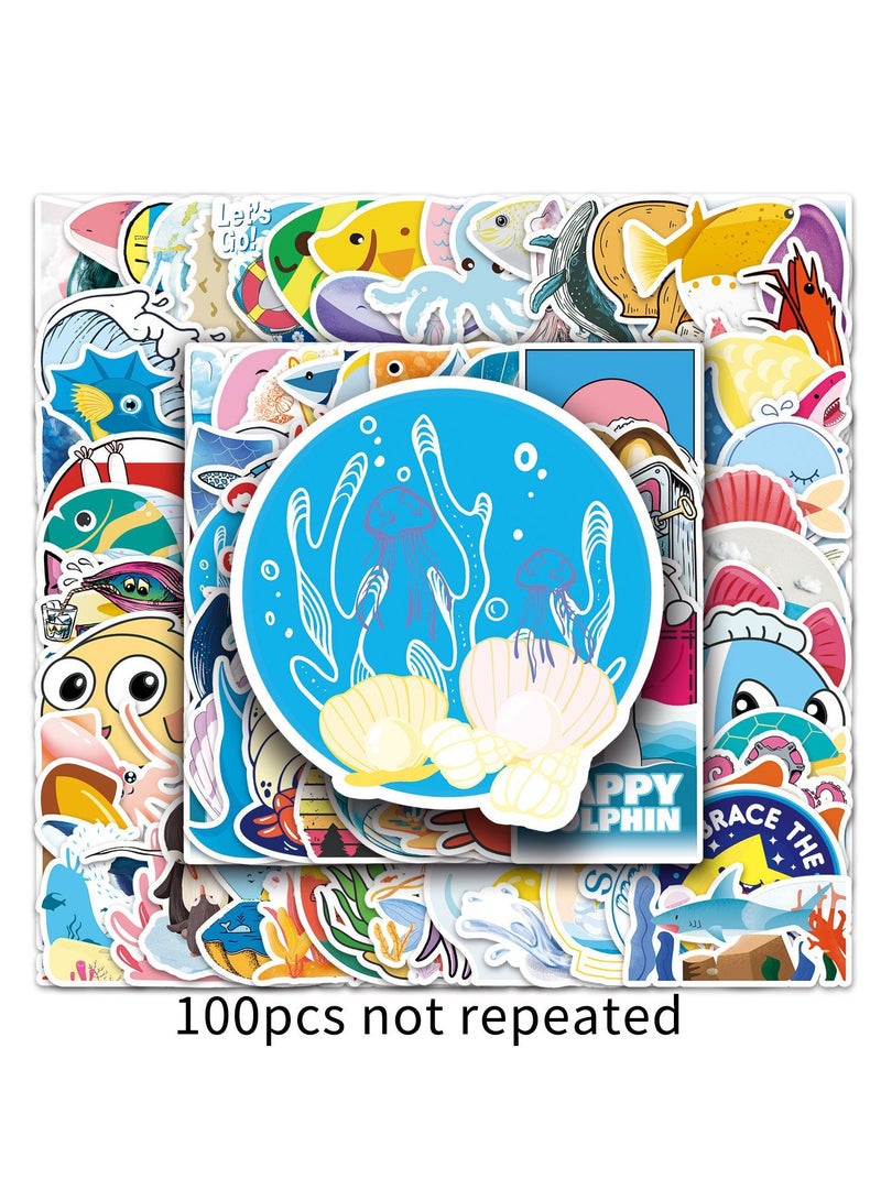 قوس قزح أورينبو 100 قطعة من ملصقات الكمبيوتر المحمول المقاومة للماء على شكل خوذة بحرية لطيفة على شكل رسوم متحركة أنيقة، هدايا للمراهقين - Image 4