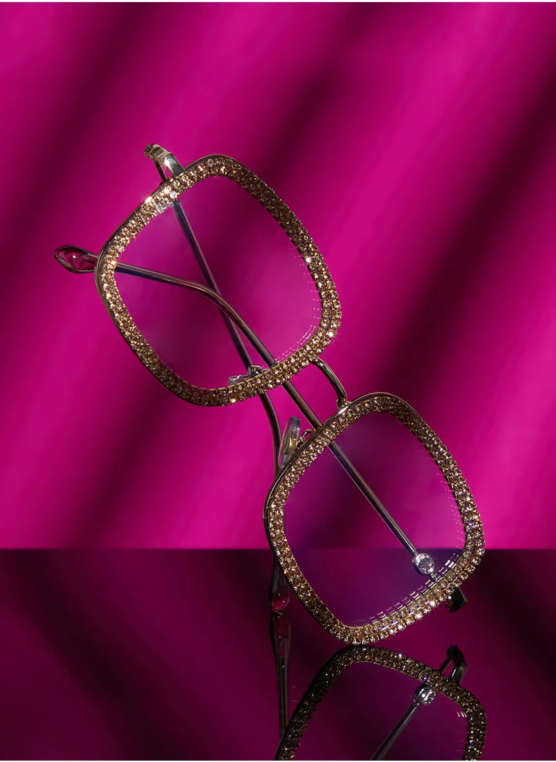 صوص هاوت Women Clear Square Embellished Frames