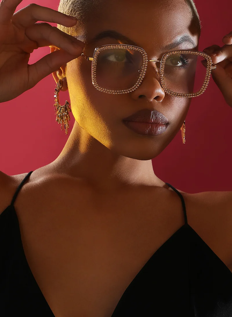 صوص هاوت Women Clear Square Embellished Frames