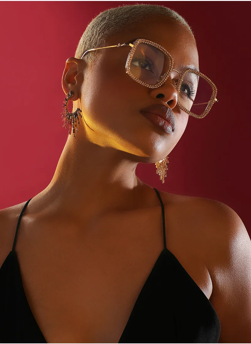 صوص هاوت Women Clear Square Embellished Frames