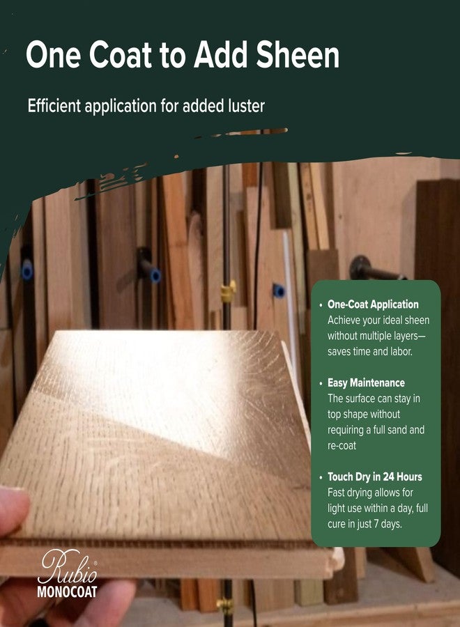 Rubio Monocoat SheenPlus 208 ft² | 0% VOC Satin Look Sheen Enhancer & Wood Finish for Interior Surfaces, Furniture, Floors, Countertops & Tables Finished with Oil Plus 2C | 130 ml - Image 3