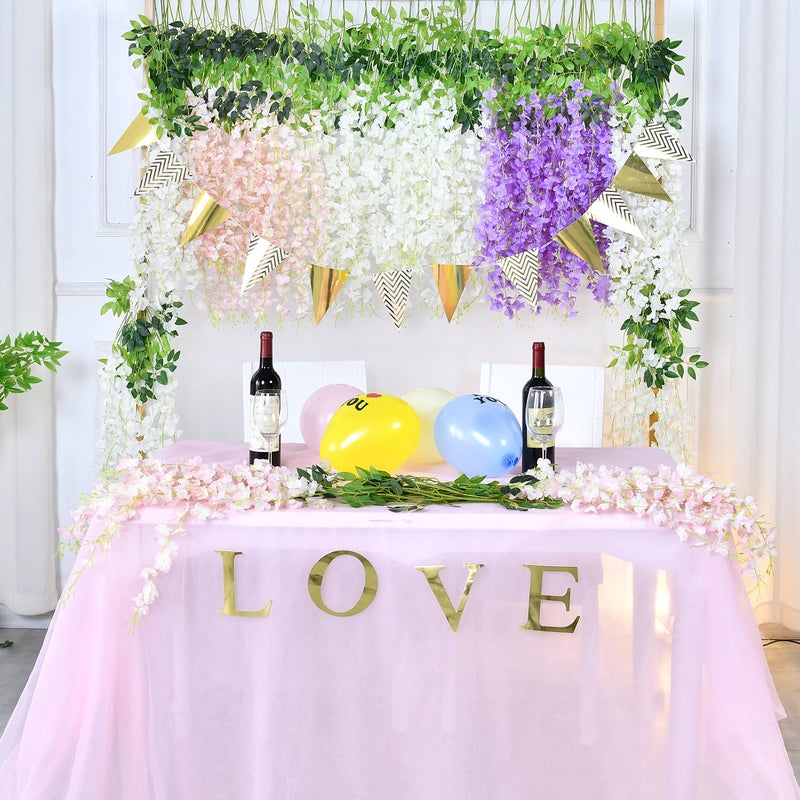 BLEUM CADE 10Pcs White & Pink Fake Wisteria Hanging Flowers, 3.6Ft/Pcs Artificial Wisteria Garland, Hanging Flowers for Wedding Party Home Backdrop Wall Decoration - Image 5