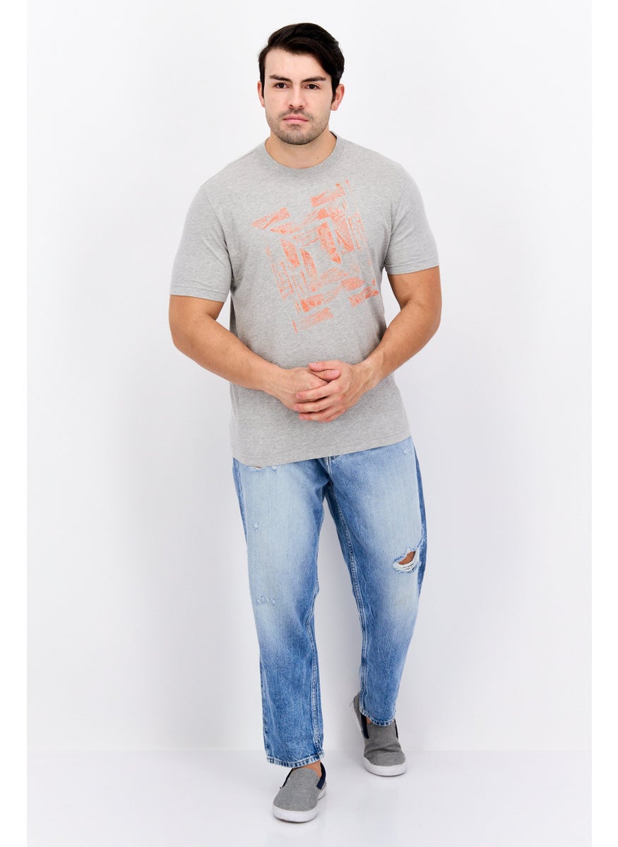 Free Soul Men Crew Neck Short Sleeve Graphic Printed T-Shirt, Grey  - Image 4