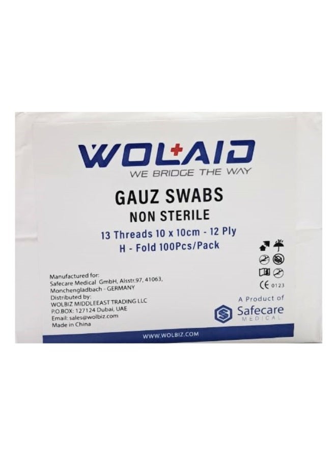 WOLAID Wolaid Gauz Swabs Non Sterile 10X10Cm 12Ply 