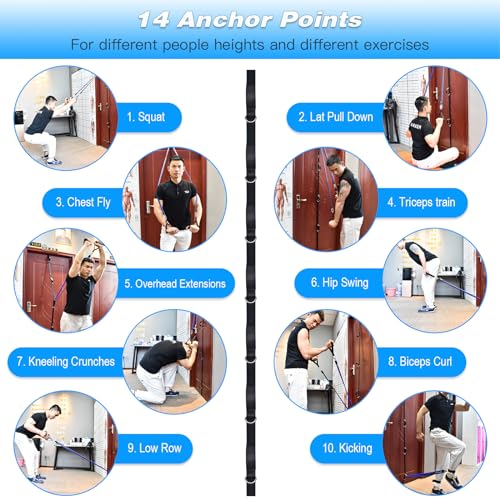 Brebebe Upgrade Door Anchor Strap for Resistance Bands Exercise, Multi Points Anchor Straps with 7 Loops+ 7 D Rings, Home Gym Workout Equipments with Ratchet Adjust Tighten Straps Not Loose, Sturdy - Image 5