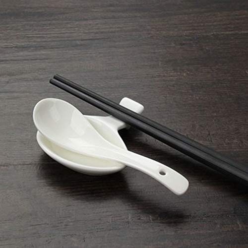 Woonsoon 5 Pcs Ceramic Chopsticks Holder，Chinese Porcelain Chopstick Rest Spoon Fork Knife Stand Sauce Dish - Image 5