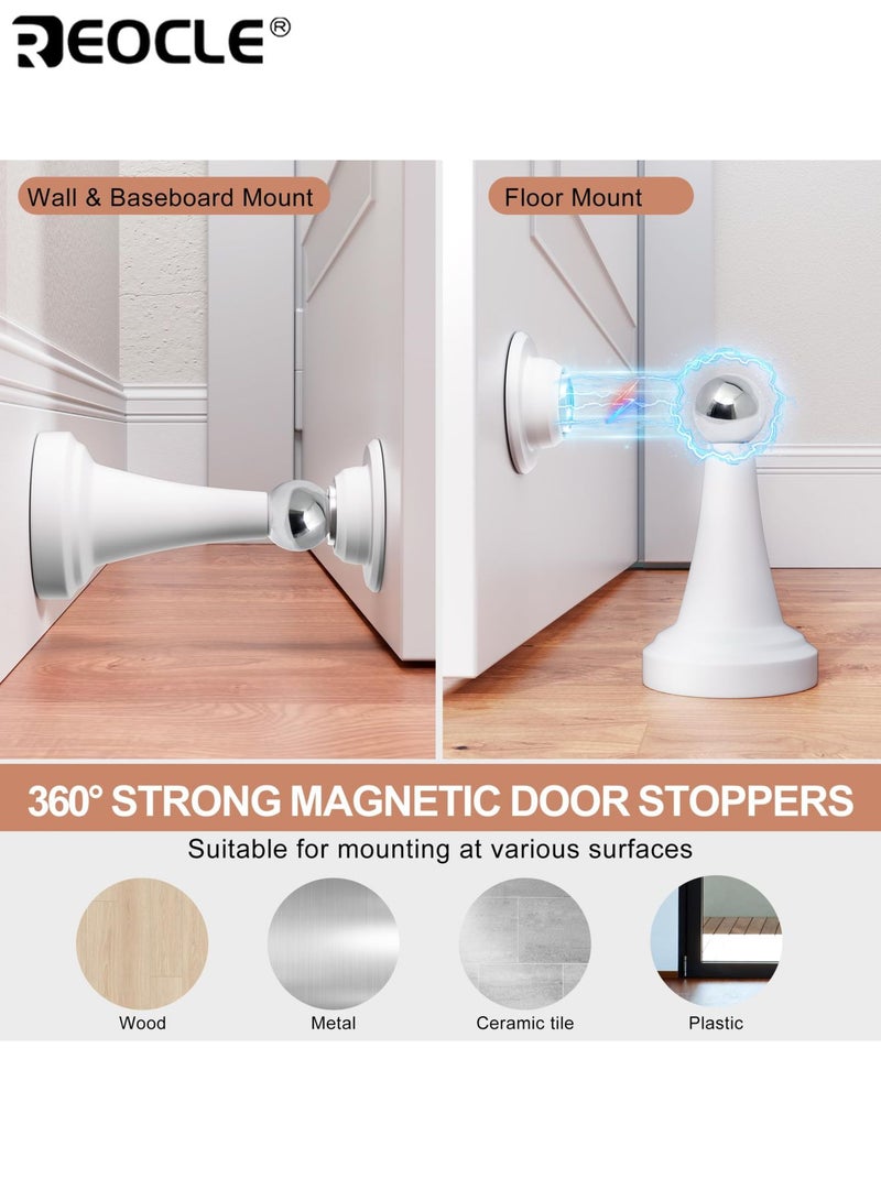 ريوكل قطعتان من سدادات الأبواب المغناطيسية شديدة التحمل، بدون تركيب مثقاب، مع ثبات قوي، ومانعة للانزلاق، وهيكل بلاستيكي، للاستخدام في المنزل والمكتب والحمام والمرآب. - Image 2