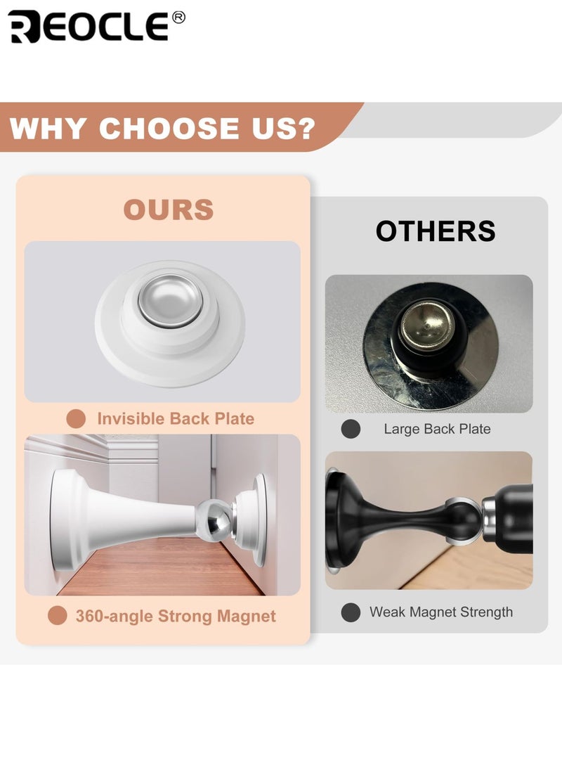 ريوكل قطعتان من سدادات الأبواب المغناطيسية شديدة التحمل، بدون تركيب مثقاب، مع ثبات قوي، ومانعة للانزلاق، وهيكل بلاستيكي، للاستخدام في المنزل والمكتب والحمام والمرآب. - Image 3