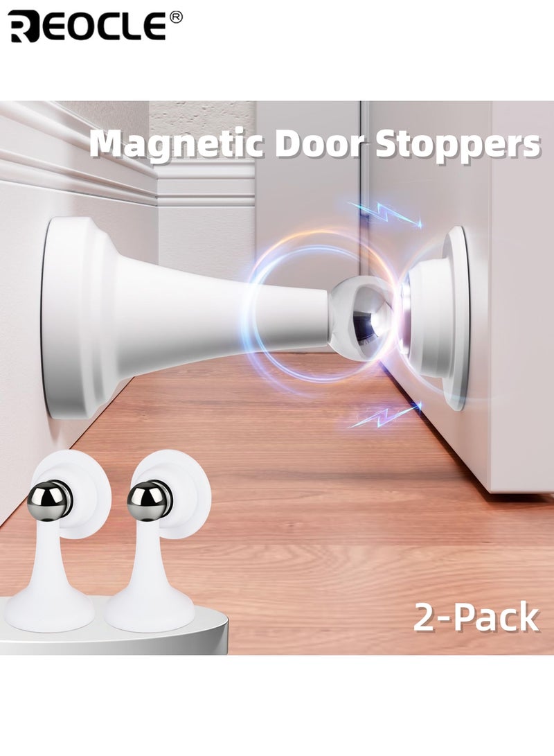 ريوكل قطعتان من سدادات الأبواب المغناطيسية شديدة التحمل، بدون تركيب مثقاب، مع ثبات قوي، ومانعة للانزلاق، وهيكل بلاستيكي، للاستخدام في المنزل والمكتب والحمام والمرآب. - Image 1