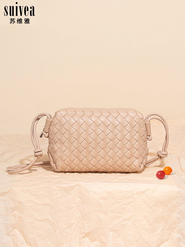 Early Spring New Model B Brand Women''s Woven Bag with a High-End Feel, Simple Loop Camera Bag, Single Shoulder Crossbody Casual Small Square Bag - Image 2