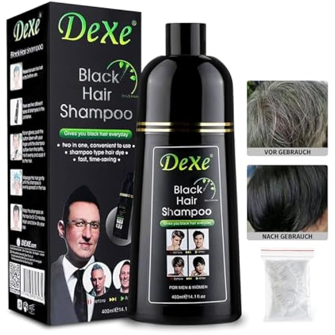 Anglicolor INSTANT BLACK HAIR SHAMPOO HAIR DYE SHAMPOO FOR MEN AND WOMEN EASY TO USE 100% GREY COVERAGE EASY & FAST LASTS 3-IN-1 BLACK HAIR DYE (BLACK 400 ML) - Image 1
