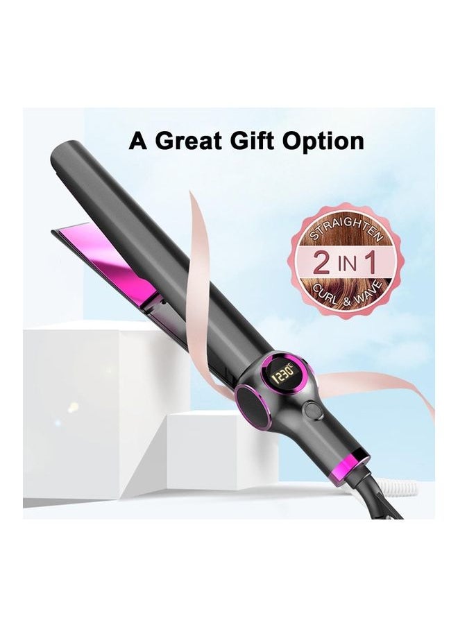 NIBEMINENT - 2-In-1 Hair Iron Straightner And Curler With LCD Display Sreen Dark Grey - Image 1