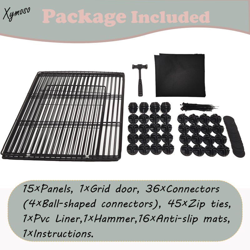 Xymoso DIY Guinea Pig Cages with Waterproof Canvas Bottom,16 Panels Small Animal Cage Pet Playpen with Door for Bunny Turtle Hedgehog,Indoor Metal Wire Yard Fence Outdoor - Image 5